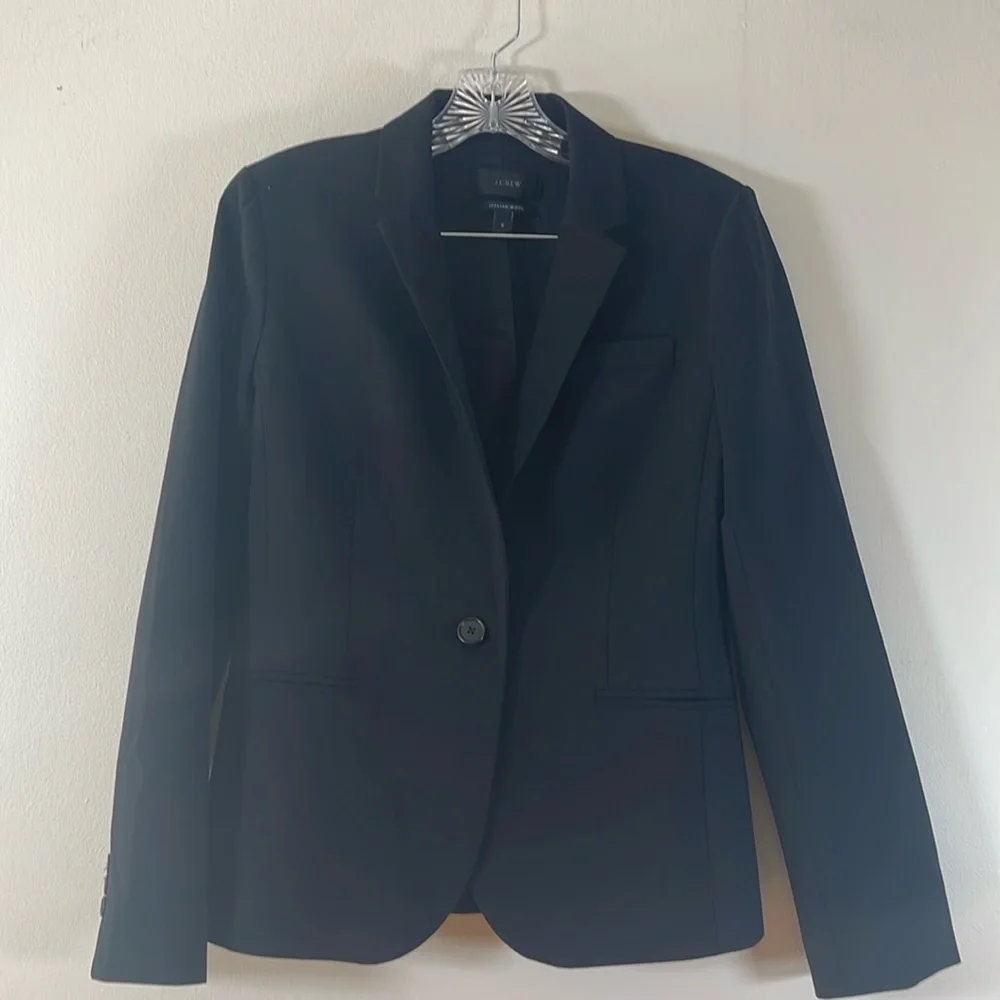 J CREW SINGLE BUTTON ITALIAN WOOL BI STRETCH BLAZER 8